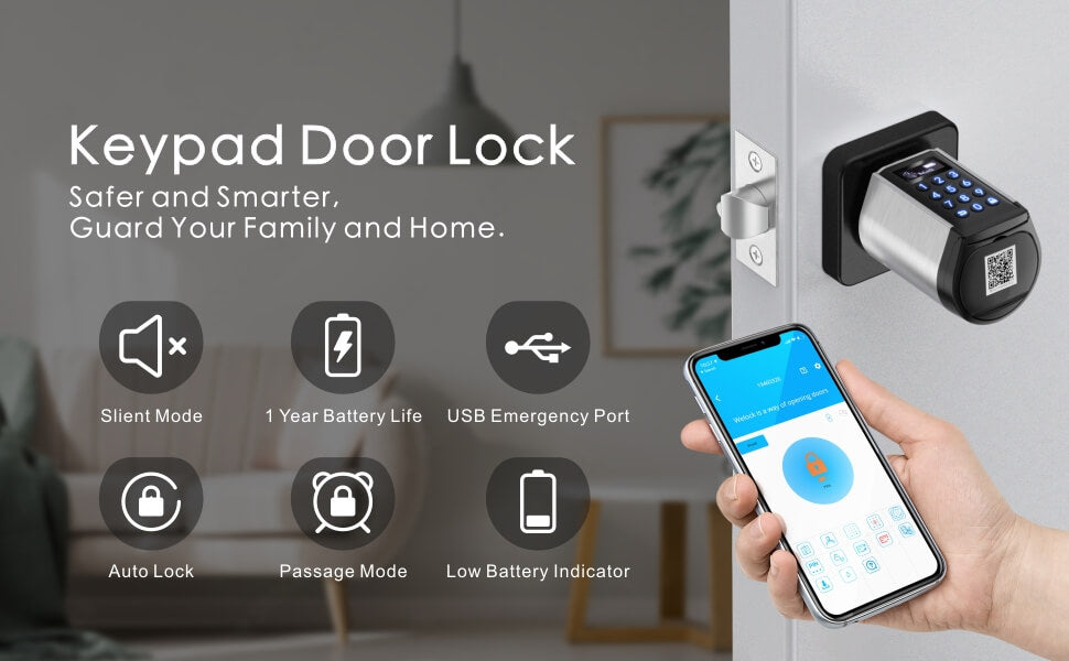 WELOCK WiFi Smart Lock PCB32 Front Door Knob with Keypad