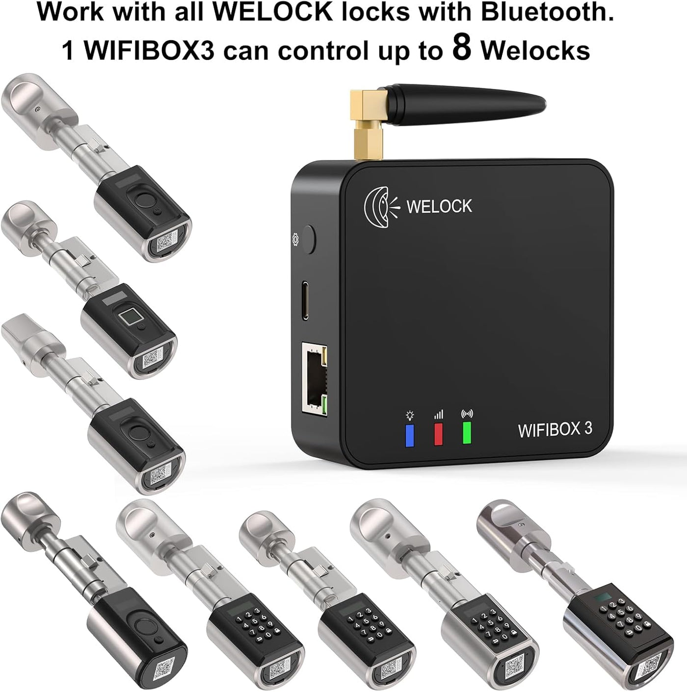 Welock Smart Lock Wifibox voor Home Remote -ontgrendeling en verbinding met Alexa Wifi Gateway